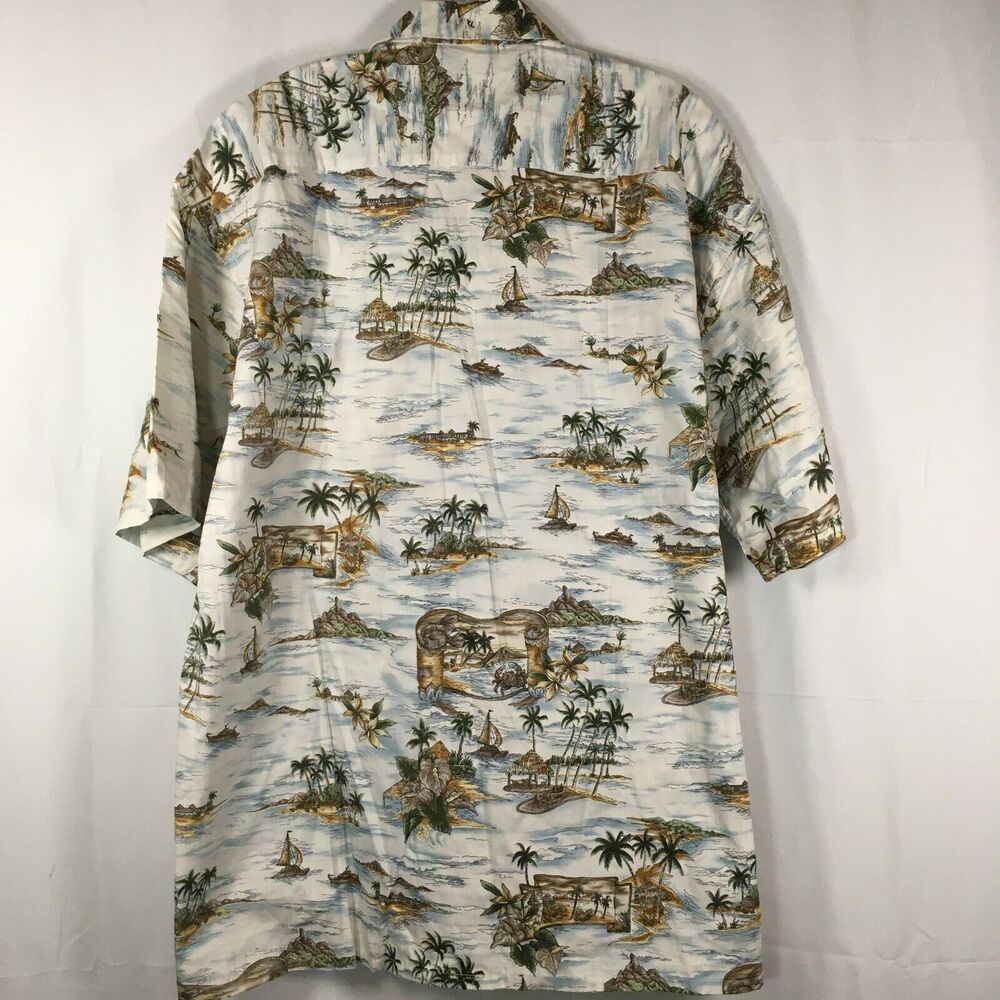 Pierre Cardin‎ Shirt Mens Sz XL Beige Tropical  Cotton Short Sleeve Button Up - Picture 5 of 9